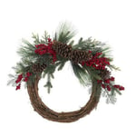 Couronne de Noël Amicasa avec pommes de pin naturelles et vertes 071679-Amicasa