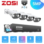 ZOSI 5MP PoE CCTV Security Camera System 8CH 4K HD NVR Home Surveillance Outdoor