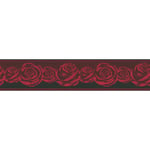 Frise papier peint fleuri rouge & noir Frise tapisserie motif rose pour salon Frise murale chambre adulte motif fleur rouge - Rouge, Noir