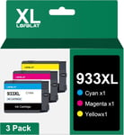 933 Xl 933Xl Lot De Cartouches D'Encre De Rechange Pour Hp 933 933Xl, 932 933 Xl Pour Hp Officejet 7510 7612 7110 6600 6700 6100 7610 6110 (1 Magenta, 1 Cyan, 1 Jaune 933 Xl)[DYJ074052]