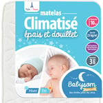 Matelas Bébé Climatisé - 60x120 cm Réversible : Face Été/Face Hiver Anti-acarien Épaisseur 10 cm - Babysom