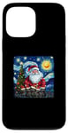 Coque pour iPhone 13 Pro Max Chat noir Van Gogh Noël Nuit étoilée Père Noël