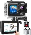 Camera Sport 5K 48Mp, Wifi Action Cam, Caméra Sport Avec Stabilisateur Eis, Écran Tactile, 2 Batterie Et Kit D'Accessoires (5K)