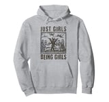 Vintage Witches Coven Girls Being Girls Funny Witchy Vibes Pullover Hoodie