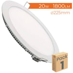 Panneau led Downlight Circulaire Plate 20W 2100LM Coupe 200mm Blanc Neutre 4500K - Lot de 1 u.