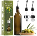 AOZITA Flacon distributeur d'huile d'olive en verre de 500 ml avec bec verseur et entonnoir pour la cuisine, marron