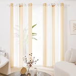 Deconovo Voilages Rideaux Largeur Fenetre, 140x229 CM (Largeur x Hauteur), Design Moderne à Oeillets, Voilage pour Salon et Chambre, Beige Jaune, 2 Pièces