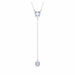 Swarovski Collier en Y Attract, Taille ronde, Bleu, Métal rhodié