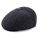 Winter Style Men'S Hat Woolen Thick Warm Berets With Earmuffs Male Bone Dad'S Hat Trucker Winter Hats For Men-Black-2,55-56Cm