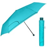 PERLETTI Parapluie Pliant Super Slim Manuel Femme - Parapluie Mini Compact Léger Coupe Vent pour Voyage - Petit Parapluie Pliable Résistant Bleu Clair Incassable Unisex - Diamètre 91 cm (Turquoise)