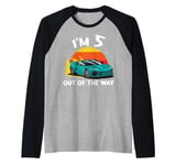 5. Birthday I'm 5 Years Old Out of The Way Car Race Cars Raglan Baseball Tee