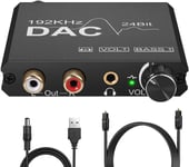 NÖRDIC DAC Digital til analog konverter 192KHz Digital Toslink og koaksial til analog l / r og 3,5 mm stereo med bass og volumkontroll