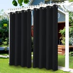 Rideaux d'extérieur Imperméables, Rideau Occultant Isolant Thermiques pour Pergola, Cabanon Jardin Exterieur, Gazebo(Noir,2 PCS, 52" Wx84 L)