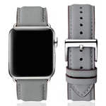 SUNFWR Leather Bands for Apple Watch Strap 45mm 44mm 42mm,Men Women Replacement Genuine Leather Strap for iWatch SE Series 7 6 5 4 3 2 1 Sport,Edition(42mm 44mm 45mm,Gray&Silver)