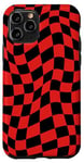 Coque pour iPhone 11 Pro Carreaux noir et rouge vintage à carreaux