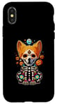 Coque pour iPhone X/XS Os de corgi mexicain Sugar Skull, Halloween, jour de la mort d'un chien