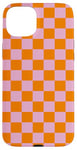 iPhone 15 Plus Pink and Orange Checkered Checkerboard Pattern Case