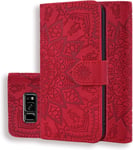 Portefeuille Coque Pour Samsung Galaxy S8 Plus Pu En Cuir Flip Socle Rabattable Housse Mandala Style Avec Fermeture Magnétique,Poche De Carte,Fonction Support,Case Samsung Galaxy S8 Plus Rouge