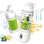 Vaeqozva Mini Blender Smoothie Maker,700ml Portable Smoothie Blender USB Rechargeable,Cordless Anti-Jamming Personal Fruit Smoothie Blender With BPA Free Bottle For Travel Sports Office,White