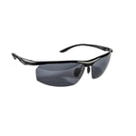 Wychwood Game Aura Black Polarised Sunglasses, Unisex, Metal Frame, Rectangular, Polarized Lens, Glass, UV Protection, Lightweight, Durable