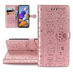 LEMAXELERS Nokia G10 / Nokia G20 6.3 Phone Case Nokia G10 Cover,Cute Cat Dog Embossed Folding Stand PU Leather Wallet Flip Cover Case with Card Slots, Magnetic Closure for Nokia G10,SD Cat Rose