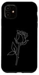 Coque pour iPhone 11 Rose Fleur Abstraite Dessin Minimaliste one Line Art