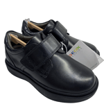 Geox Boys Leather School Shoes Touch Fasten J Riddock Size UK 8.5 EU 26, Black