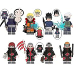 Naruto Lego-liknande Leksakssats med 8 figurer från tecknade serier, Minifigur Byggklossar Leksak [HK] Set Of 8