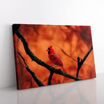 Cardinal Bird Vol.19 Canvas Wall Art Print Ready to Hang, Framed Picture for Living Room Bedroom Home Office Décor, 60x40 cm (24x16 Inch)