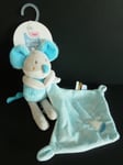 38. DOUDOU SUCRE D'ORGE SOURIS MOUCHOIR blanc bleu gris bateau rayé  100% NEUF