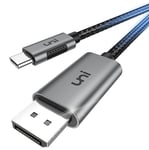 uni Câble USB C vers DisplayPort(4K@60Hz), Câble Type C vers DisplayPort(Thunderbolt 3 Compatible) Télétravail, pour MacBook, iPad Pro 2020/2018, Galaxy S20, Surface Pro 7, Dell XPS etc-Gris, 1m