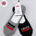 Levis Mens Socks Size 9-11 Low Cut Grey Black Sneakers Trainers 2 Pairs