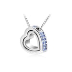 Womens Heart Dark Blue Pendant Necklace Swarovski Elements Silver Gorgeous Gift