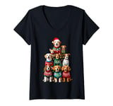 Womens Christmas Dog Tree Xmas Ugly Jumper V-Neck T-Shirt