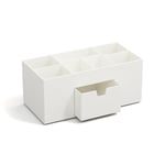 Bigso Box of Sweden VENDELA Organiseur de bureau avec 7 compartiments et tiroir - Boîte de rangement en panneau de fibres et papier - Kit de bureau pour fournitures de bureau - Blanc