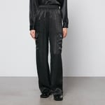 Calvin Klein Jeans Women's Satin Logo Elastic Cargo Pants - Ck Black