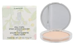 Stay-Matte Poudre pressée transparente – 01 Stay Buff (VF) – Clinique sec à huileux pour femme – Poudre de 7,7 g