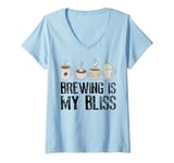 Womens Coffee Brewing Is My Bliss Coffee Brewer V-Neck T-Shirt