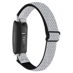Fitbit Inspire 3 - Mjukt armband i vävd design Vit/svart