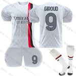 23/24 Ny säsong Borta Associazione Calcio Milan F.C. GIROUD Nr 9 Barn Jersey-paket Barn-28