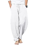 YAOBAOLE Pantalon Homme Taille Elastique Pantalon Lin Homme Blanc Pantalon Blanc Homme Chic Pantalon Yoga Homme Lin Blanc 2XL