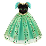 Discoball Anna Princesse Robe,Anna Elsa Costume,Enfants Reine des Neiges Déguisement de Princesse pour Fête d'anniversaire,Noël Carnaval Halloween Robe de Soirée Cosplay Robes Enfants,6-7 Ans