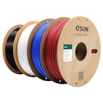 eSUN PLA+ Filament 1.75mm, Renforcé Ténacité Imprimante 3D Filament PLA Plus, Précision Dimensionnelle +/- 0.03mm, 1KG par Bobine, 4 Bobines pour Imprimante 3D,Rouge Foncé+Bleu+Blanc Froid+Noir