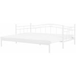 Lit Banquette Extensible en Métal Blanc 90 / 180 x 200 cm Elégant et Romantique pour Chambre Moderne ou Scandinave Beliani