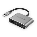 LENTION Adaptateur USB C vers HDMI VGA avec HDMI 4K, VGA 1080p Adaptateur USB C 2 en 1 Compatible 2023-2016 MacBook Pro/Mac Air M1/M2 Chromebook Surface HP Plus d'appareils de Type C (C51,Gris)