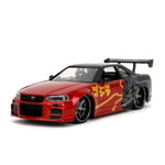 Jada Toys Godzilla Voiture Miniature Nissan Skyline GT-R (R34) 2002 – Godzilla vs Destoroyah en métal avec pièces à Ouvrir, échelle 1:24 (19 cm), pour Fans et collectionneurs à partir de 8 Ans