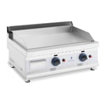 Plancha à gaz en inox grill professionnel 60 cm 2 zones de cuisson 2 x 3 100 watts  (plaque 60 x 40 cm, 20 mbar, gaz naturel, 50 - 300 °c, lisse, évacue la graisse) 14_0004038