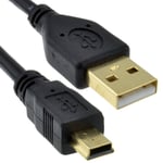 GOLD USB 2.0 Hi-Speed A to Mini-B 5 pin Cable Power and Data Sat Nav/Dashcam 1m