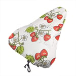 lucky-bonbon Strawberry White Flower Fashion Waterproof Keep Dry Bike Seat Cover The Perfect Bicycle Seat Cover Waterproof Sunscreen And Dustproof For All Bicycle Exercise.