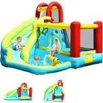 Goplus - Château Gonflable Aquatique avec Piscine,Pistolet d'Eau Toboggan Aquatique pour Enfants 3-10 Ans (Bleu, sans Souffleur)